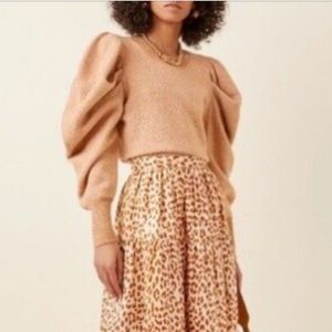 ULLA JOHNSON NWOT Marin Pullover Crewneck Puff Sleeve Sweater in Amber
